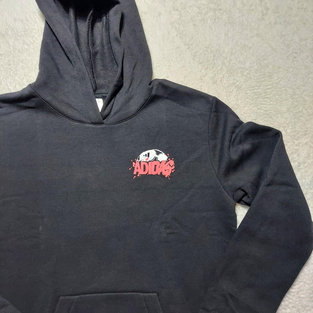 Adidas Hoodie Kids XL (18/20) Black New Soccer Back GRX Fleece Pullover AA11040 - Picture 8 of 11